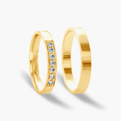 Obrączki ślubne: złote, płaskie, 3 mm